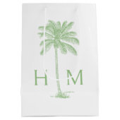 Green Coastal Palmetto Palm Monogram ミディアムペーパーバッグ (裏面)