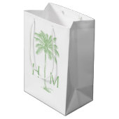 Green Coastal Palmetto Palm Monogram ミディアムペーパーバッグ (裏面アングル)