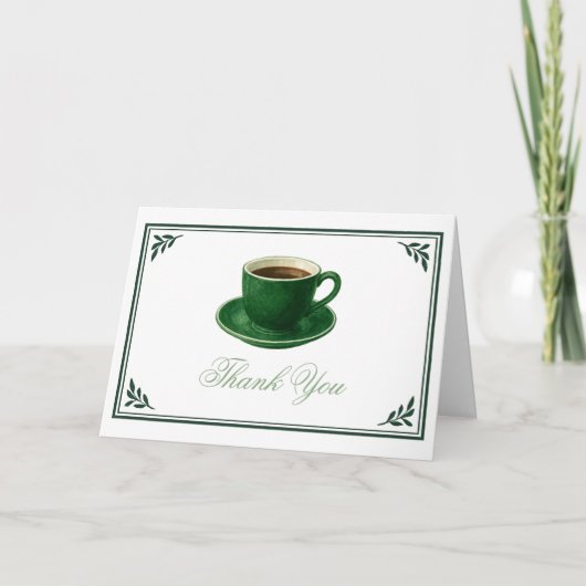 Green Coffee Cup Baby Shower サンキューカード (正面)