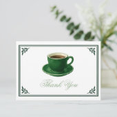 Green Coffee Cup Baby Shower Elegant Thank You サンキューカード (スタンド正面)