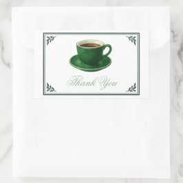 Green Coffee Cup Baby Shower Elegant Thank You 長方形シール