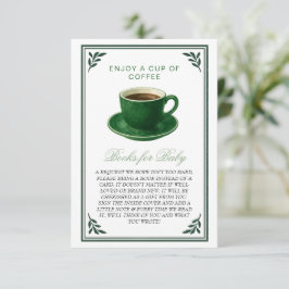 Green Coffee Cup Books for Baby Shower エンクロージャーカード