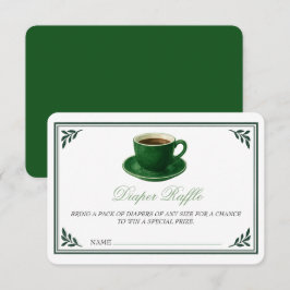 Green Coffee Cup Diaper Raffle Baby Shower エンクロージャーカード
