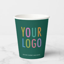 Green Coffee Paper Cups Company Logo Branded 8oz
