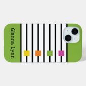 Green Color Block Black Stripes Monogram Case-Mate iPhoneケース (裏面 (横))