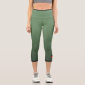 Green Color Gradient with Germany Flag カプリレギンス (正面)