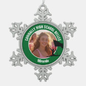 Green Color Guard Photo High School Dancer スノーフレークピューターオーナメント (正面)