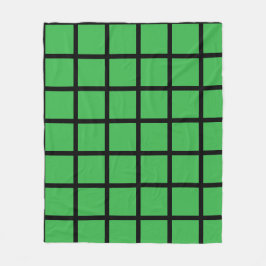Green colored square pattern and black borders フリースブランケット