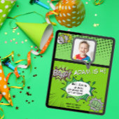 Green comic birthday 招待状