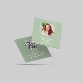 Green Connect with Me フォトQRコード スクエア名刺