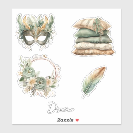 Green Copper Feathers Mask Boho シール (シート)