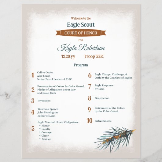 Green, Copper Pine Needles Eagle Court of Honor チラシ (正面)