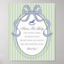 Green Coquette Bow Rocking Horse Advice for Baby ポスター