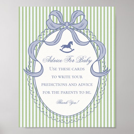 Green Coquette Bow Rocking Horse Advice for Baby ポスター (正面)