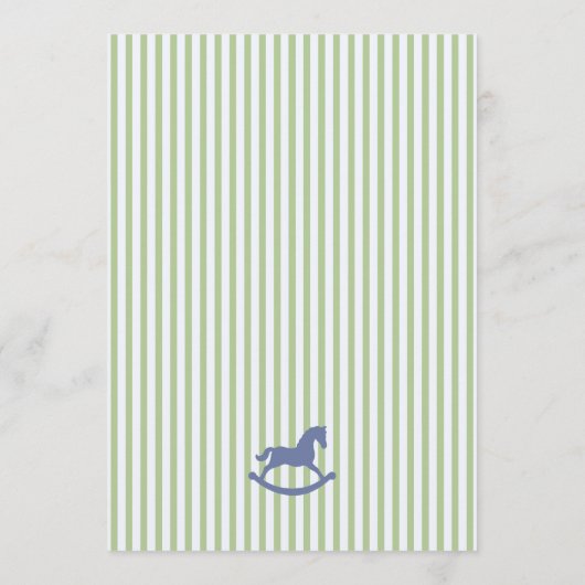Green Coquette Bow Rocking Horse Baby Advice Card 招待状 (裏面)