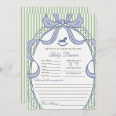 Green Coquette Bow Rocking Horse Baby Advice Card 招待状 (正面/裏面)