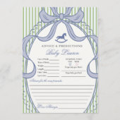 Green Coquette Bow Rocking Horse Baby Advice Card 招待状 (正面)