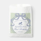 Green Coquette Bow Rocking Horse Birthday Dessert フェイバーバッグ (正面)