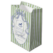 Green Coquette Rocking Horse Baby Shower Favors ミディアムペーパーバッグ (裏面アングル)