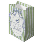 Green Coquette Rocking Horse Baby Shower Favors ミディアムペーパーバッグ (正面アングル)