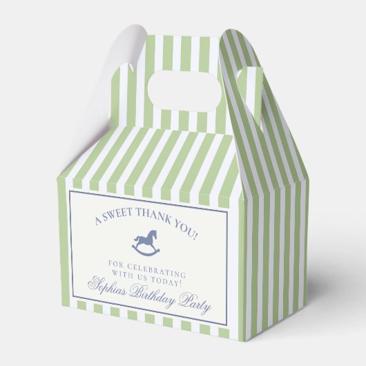 Green Coquette Rocking Horse Birthday Favor Box フェイバーボックス (正面サイド)