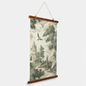 Green Countryside Hot Air Balloon Toile (2) 吊り下げ型タペストリー (傾斜あり)