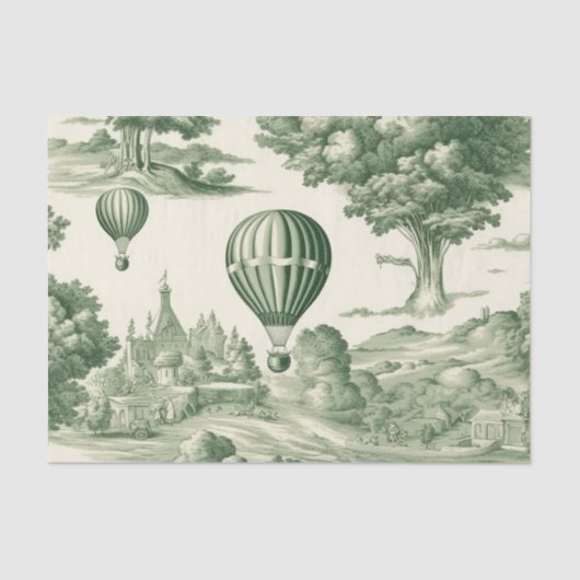 Green Countryside Hot Air Balloon Toile (4) 薄葉紙 (正面)