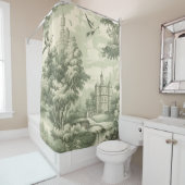 Green Countryside Hot Air Balloon Toile (7) シャワーカーテン (インサイチュ)