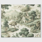 Green Countryside Hot Air Balloon Toile (8) ラッピングペーパー (フラット)