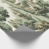 Green Countryside Hot Air Balloon Toile (8) ラッピングペーパー (角)