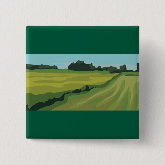 Green Countryside Landscape 缶バッジ (正面)