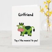 Green Cow Pattern Girlfriend Card カード (黄色い花)