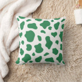 Green Cow Print Decorative Pillow クッション (ブランケット)