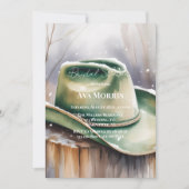 Green Cowboy Hat in Snow Bridal Shower 招待状 (正面)