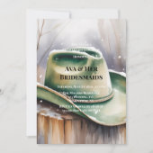 Green Cowboy Hat in Snow Bridesmaids Luncheon  招待状 (正面)