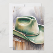 Green Cowboy Hat in Snow Engagement Party 招待状 (裏面)