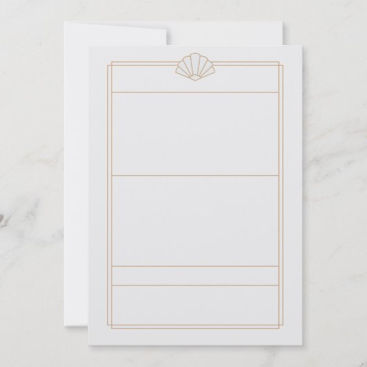 Green & cream Art Deco Style Wedding Invitation 招待状 (正面)