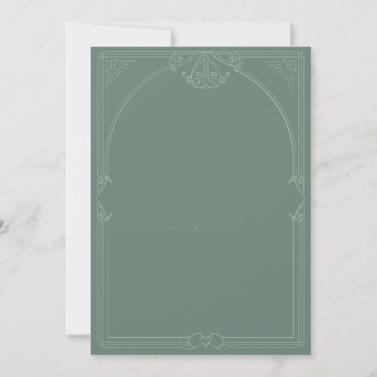 Green & cream Art Deco Style Wedding Invitation 招待状 (正面)
