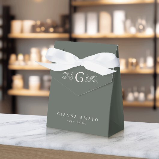 Green & Cream Botanical Monogram & Business Name フェイバーボックス