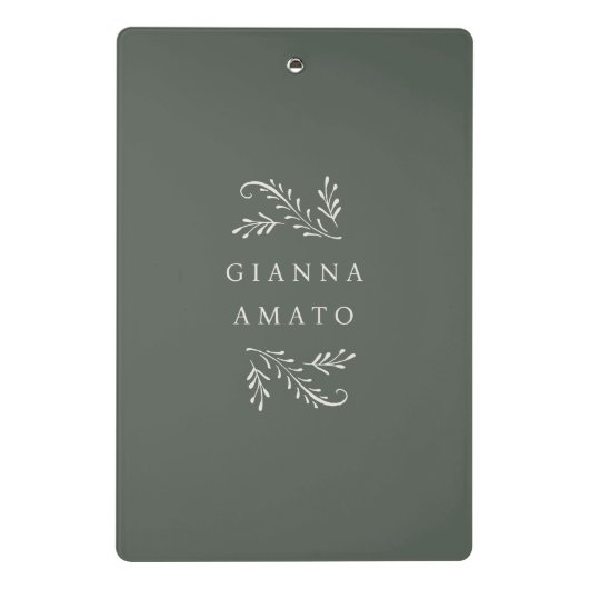 Green & Cream Botanical Personalized ミニクリップボード (裏面)