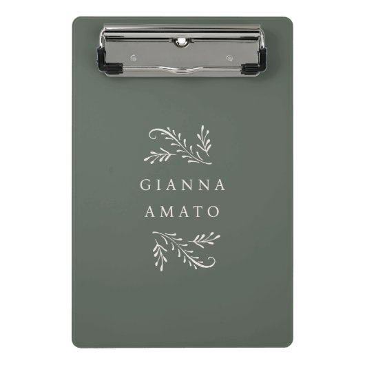 Green & Cream Botanical Personalized ミニクリップボード (正面)