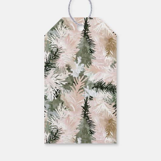 Green Cream Christmas Pine Cones ギフトタグ (裏面)