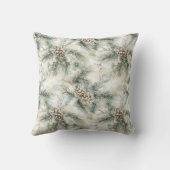 Green Cream Christmas Trees Snowflakes クッション (裏面)