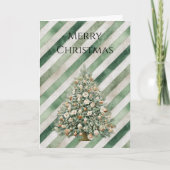Green Cream Stripes Christmas Tree カード (正面)
