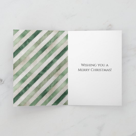 Green Cream Stripes Christmas Tree カード (内部)