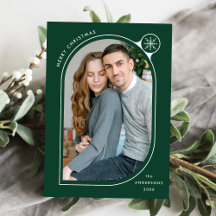 Green Curved Frame Snowflake Photo
