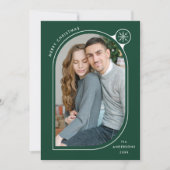 Green Curved Frame Snowflake Photo シーズンカード (正面)