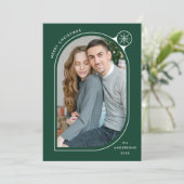 Green Curved Frame Snowflake Photo シーズンカード (スタンド正面)