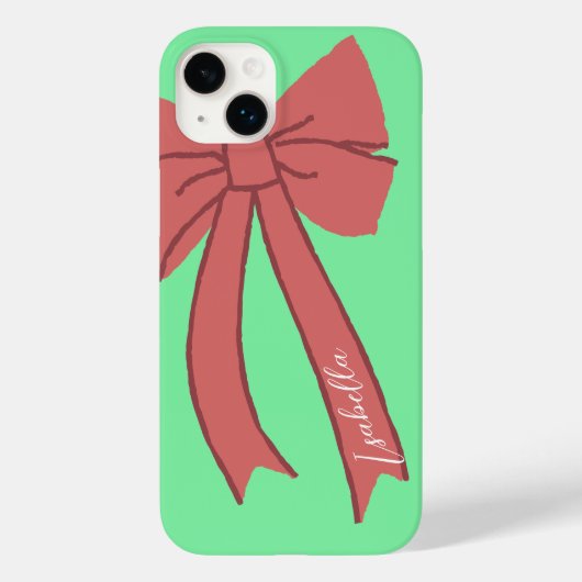 Green Custody with Red Wine Bow and Personalized Case-Mate iPhoneケース (裏面)