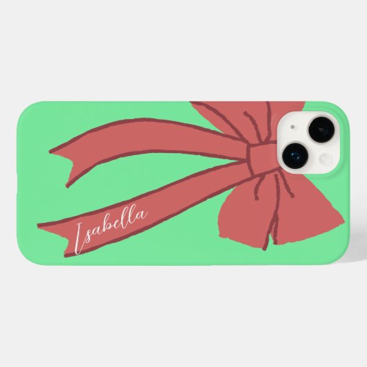 Green Custody with Red Wine Bow and Personalized Case-Mate iPhoneケース (裏面 (横))